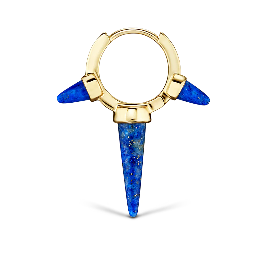 Lapis Triple Long Spike Hoop Earring - Image 12