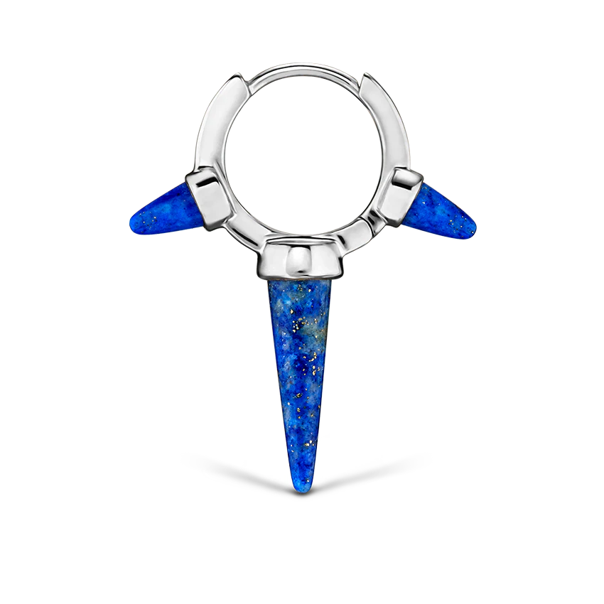 Lapis Triple Long Spike Hoop Earring - Image 6