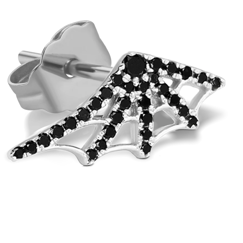 Large Black Diamond Web Earstud