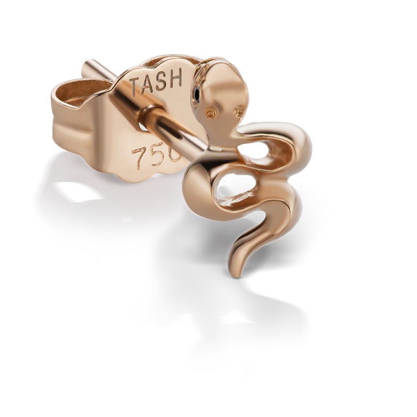 Snake with Black Diamond Eyes Earstud - Image 7