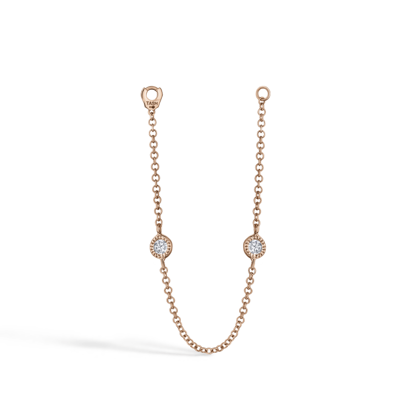 Double Scallop Set Diamond Chain Connecting Charm - Image 12