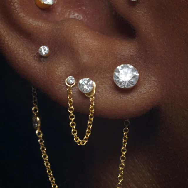 Double Scallop Set Diamond Chain Connecting Charm - Image 15