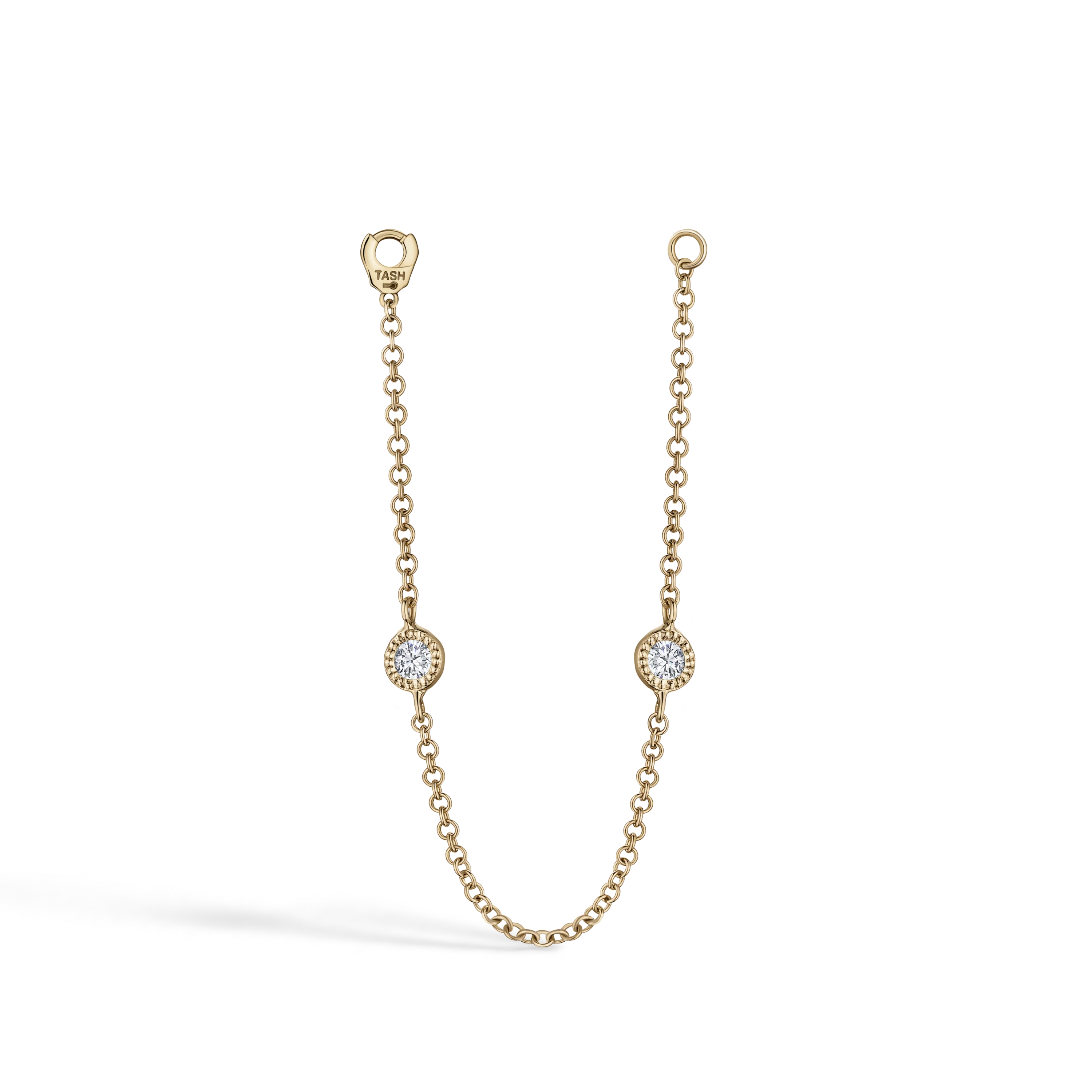 Double Scallop Set Diamond Chain Connecting Charm - Image 17
