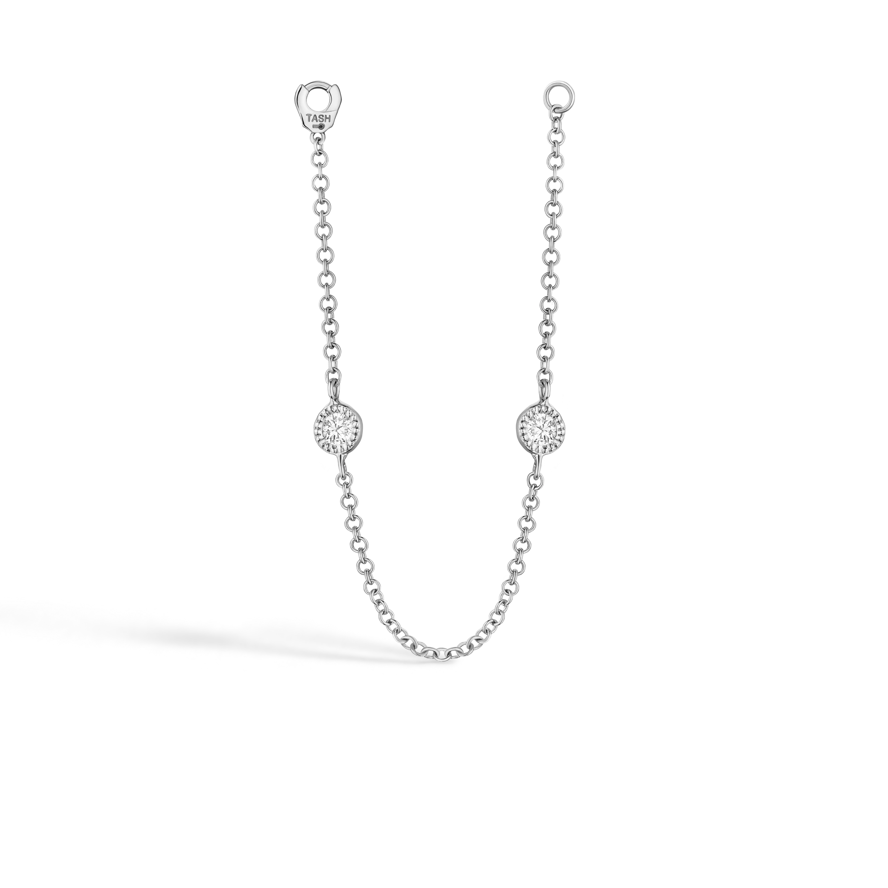 Double Scallop Set Diamond Chain Connecting Charm - Image 18
