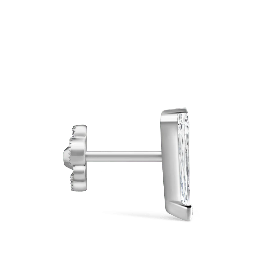 Low Profile Silhouette Diamond Threaded Stud Earring - Image 6