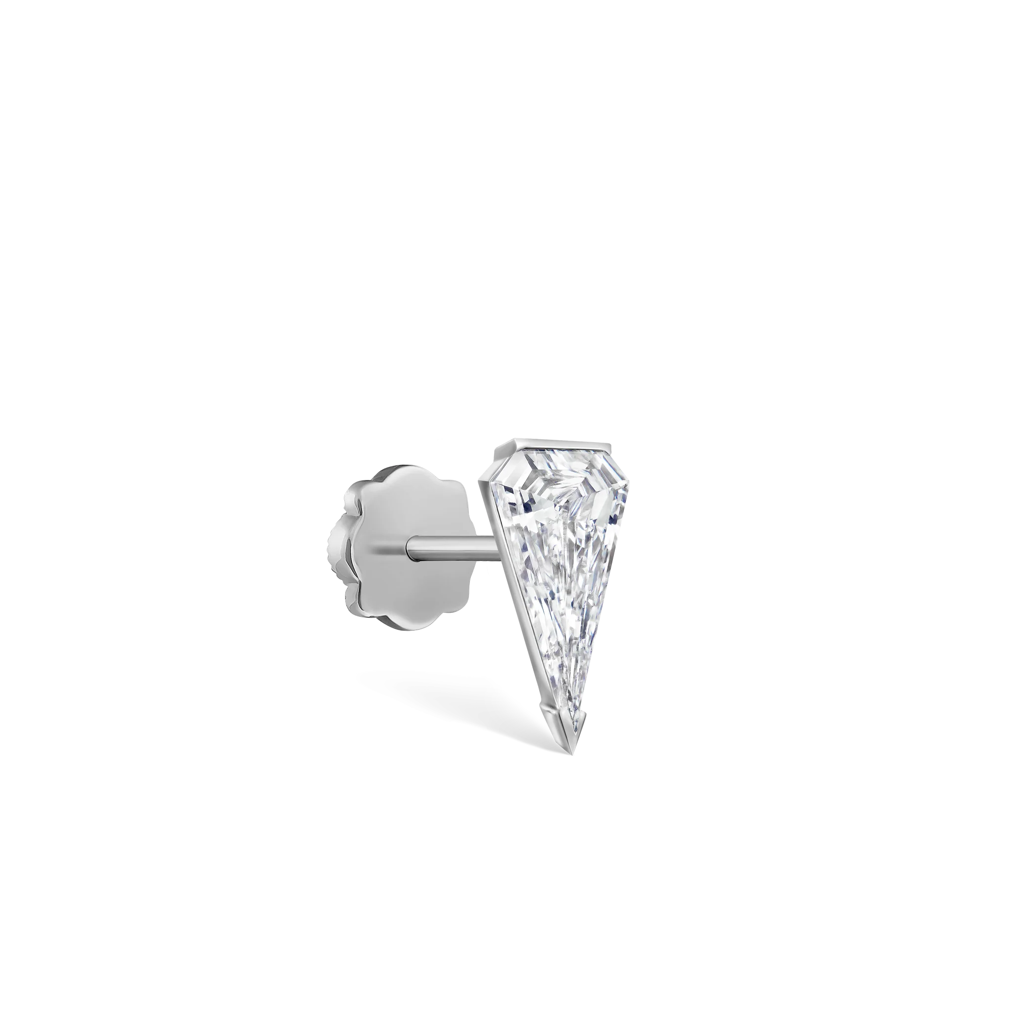 Low Profile Silhouette Diamond Threaded Stud Earring - Image 8