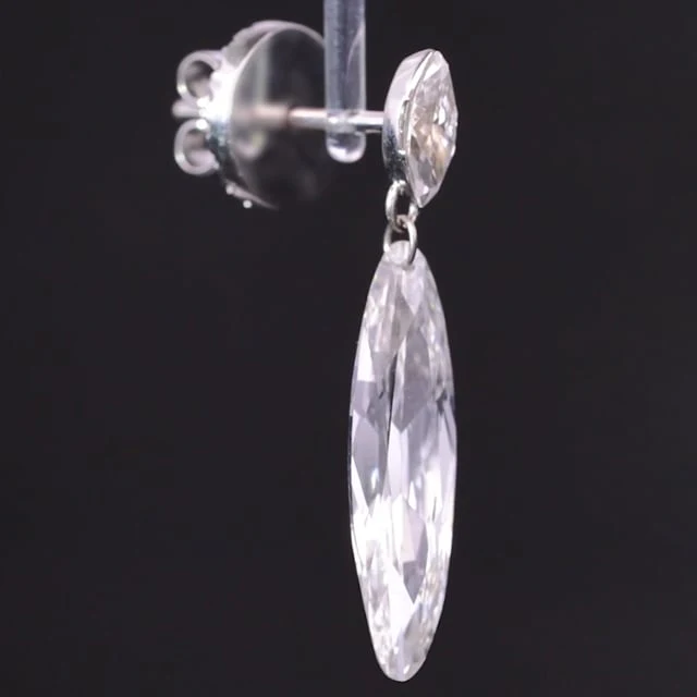 Marquise and Floating Lance Diamond Stud Earring - Image 6