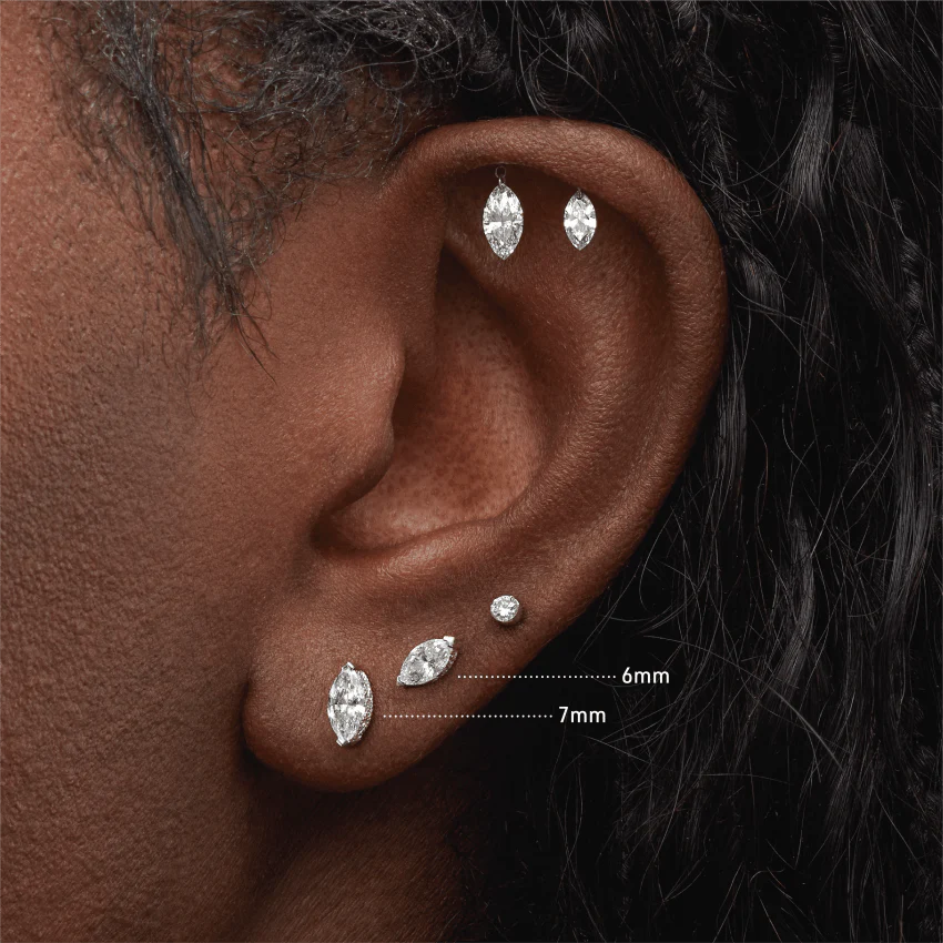Marquise Diamond Stud Earring - Image 9