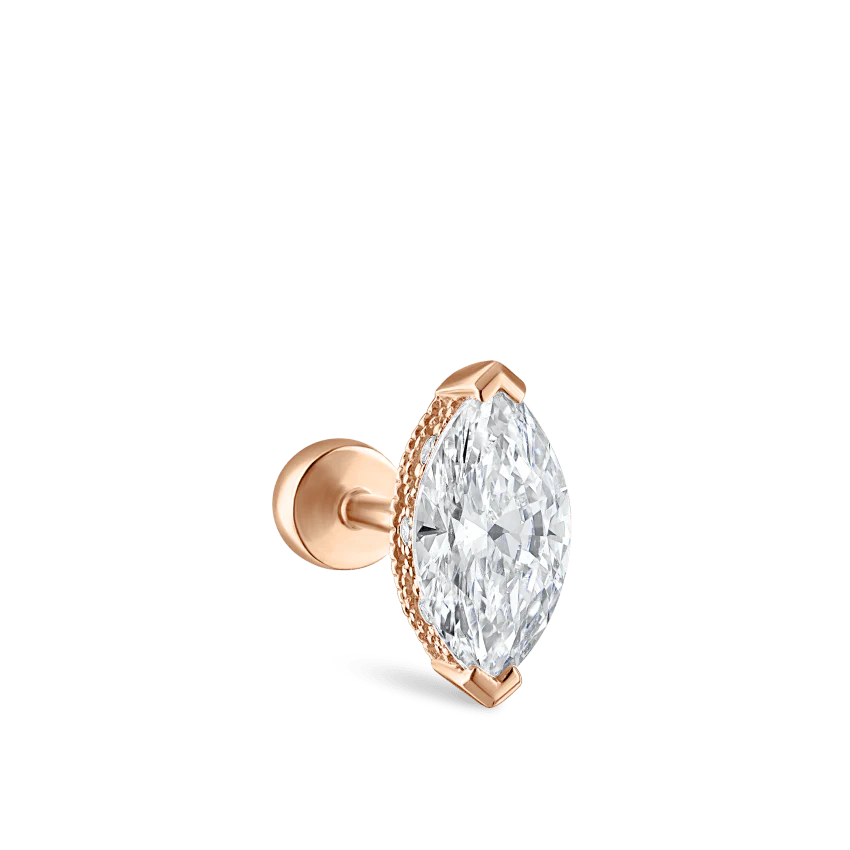 Marquise Diamond Threaded Stud Earring - Image 59