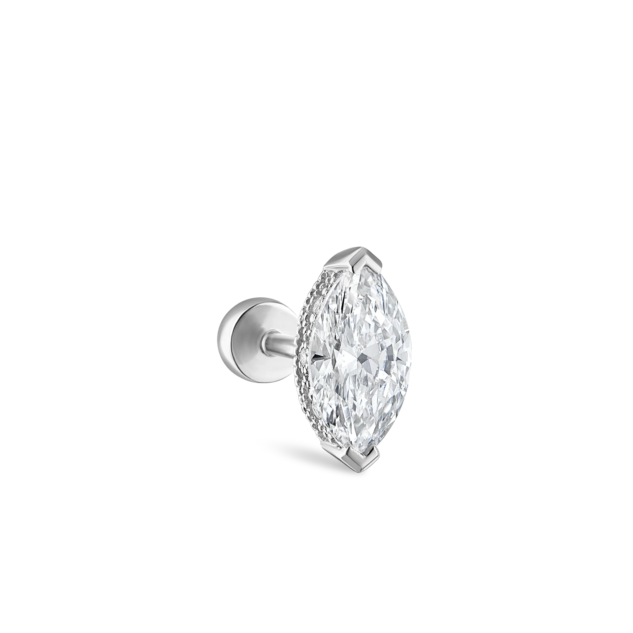 Marquise Diamond Threaded Stud Earring - Image 72