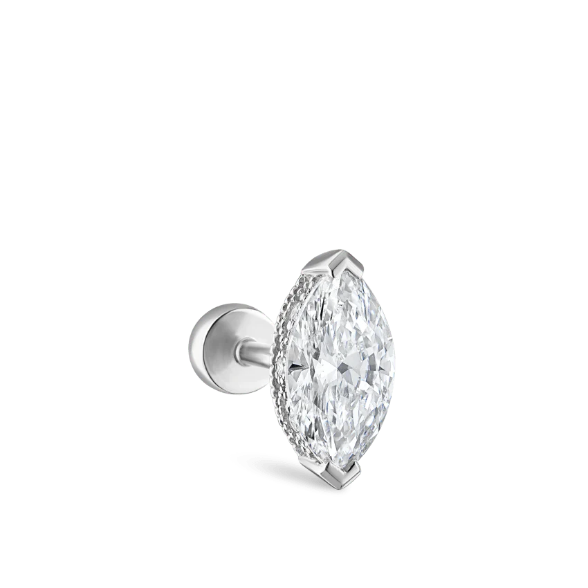 Marquise Diamond Threaded Stud Earring With Titanium Backing - Image 17