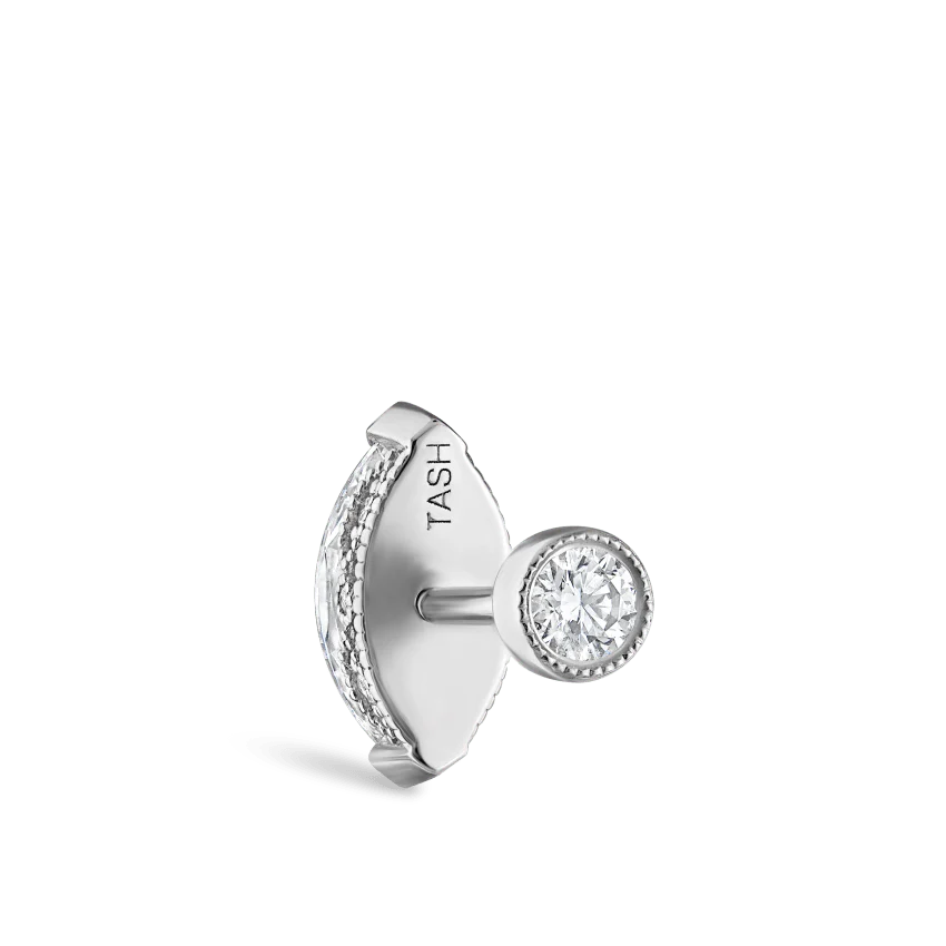Marquise Diamond Threaded Stud Earring With Titanium Backing - Image 22