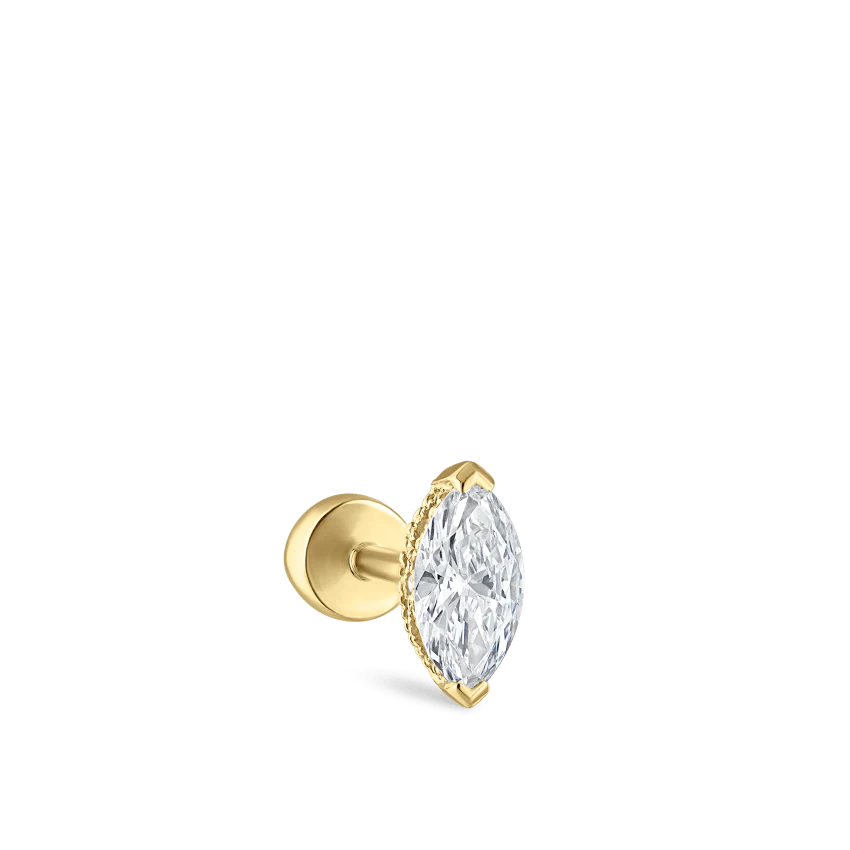 Marquise Diamond Threaded Stud Earring With Titanium Backing - Image 23