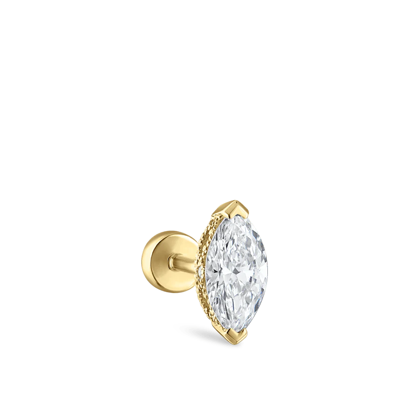 Marquise Diamond Threaded Stud Earring With Titanium Backing - Image 32