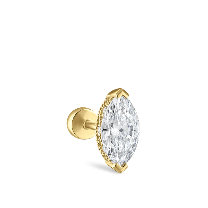 Marquise Diamond Threaded Stud Earring With Titanium Backing - Image 38