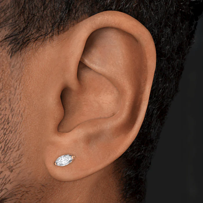 Marquise Diamond Threaded Stud Earring With Titanium Backing - Image 54
