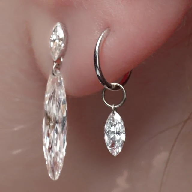 Marquise Diamond Threaded Stud Earring With Titanium Backing - Image 55