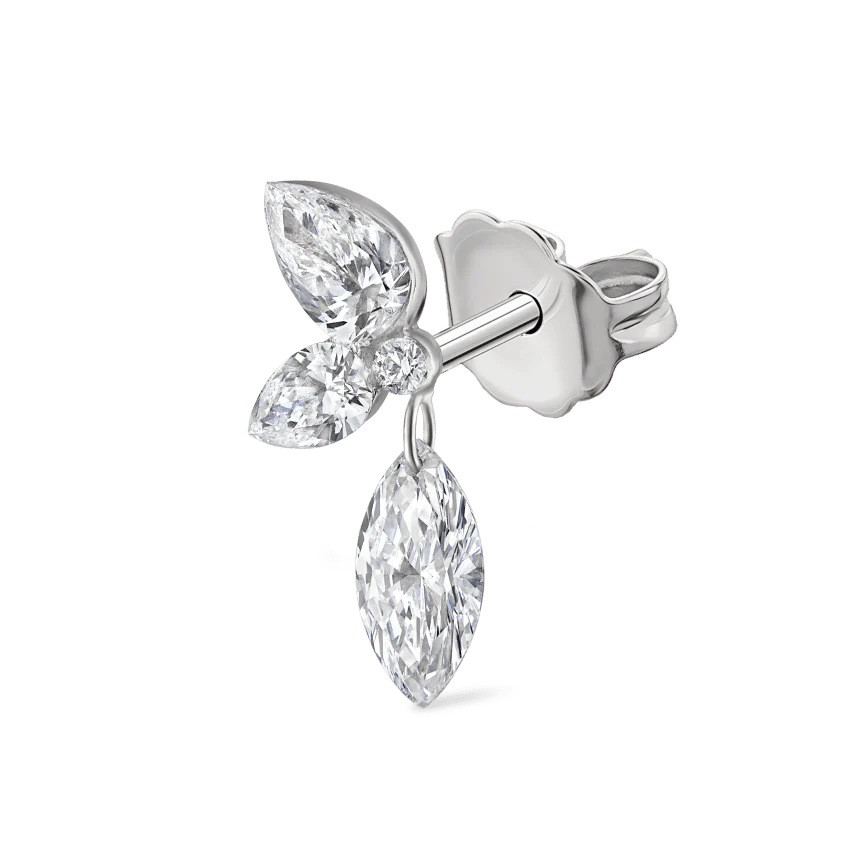 Marquise Pear Diamond Echo Stud Earring - Image 10