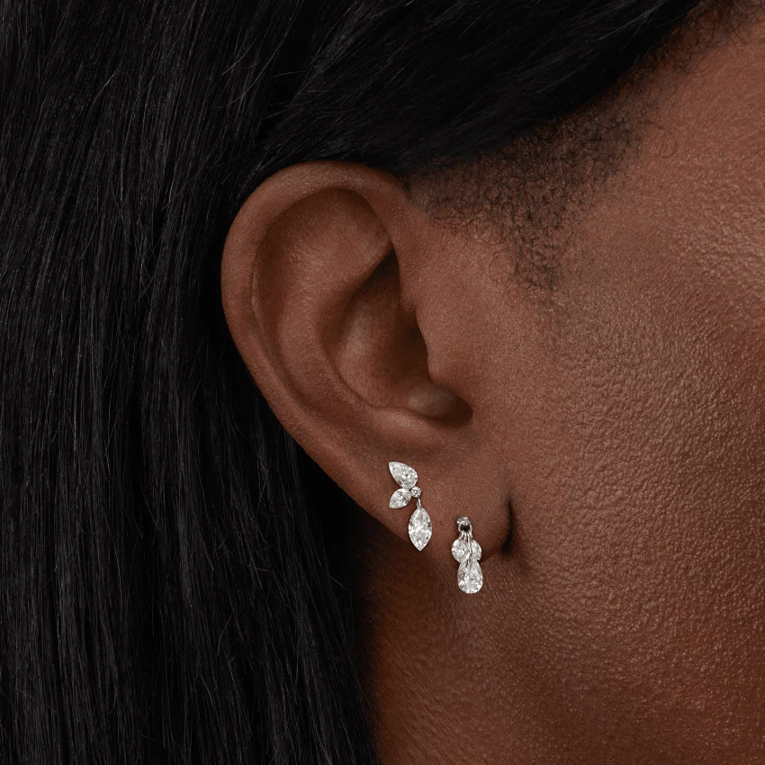 Marquise Pear Diamond Echo Stud Earring - Image 12