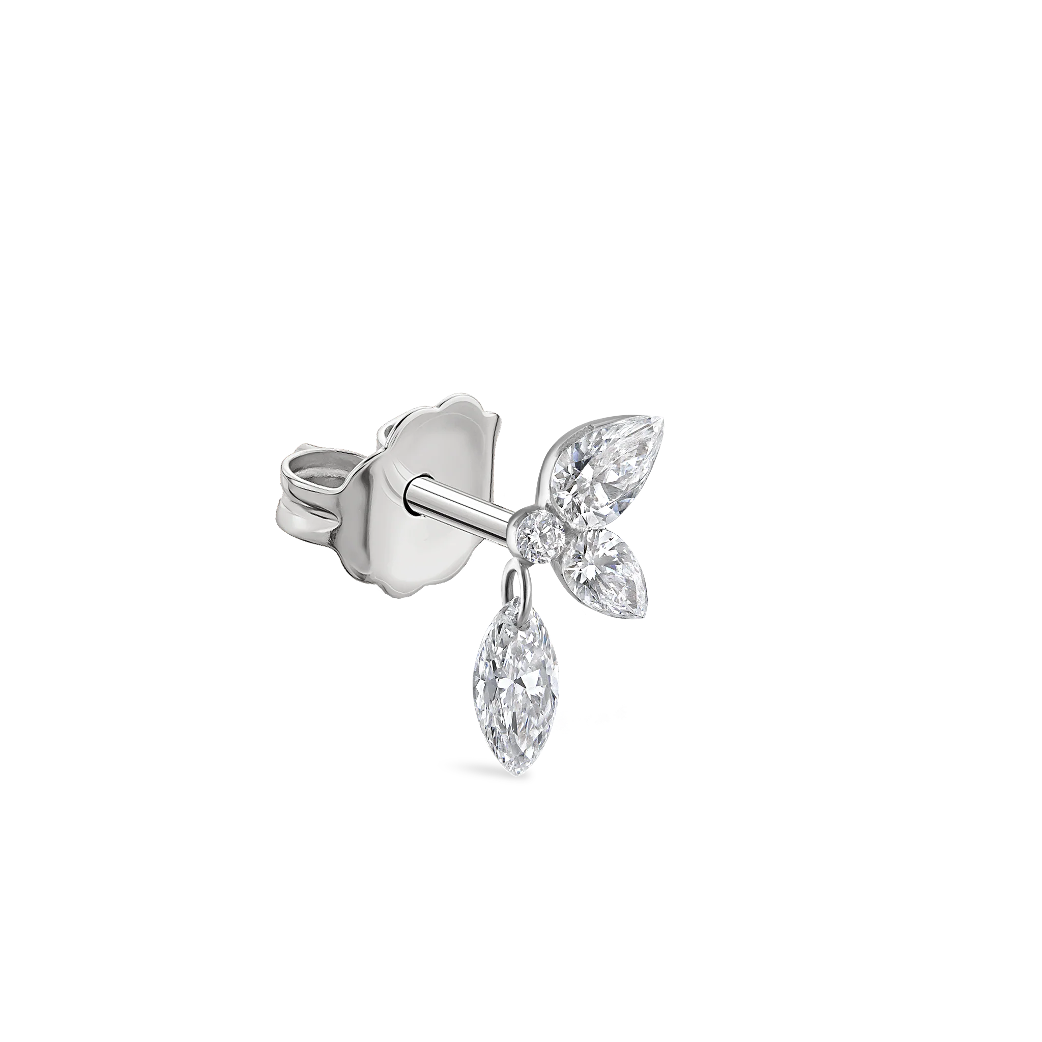 Marquise Pear Diamond Echo Stud Earring - Image 13