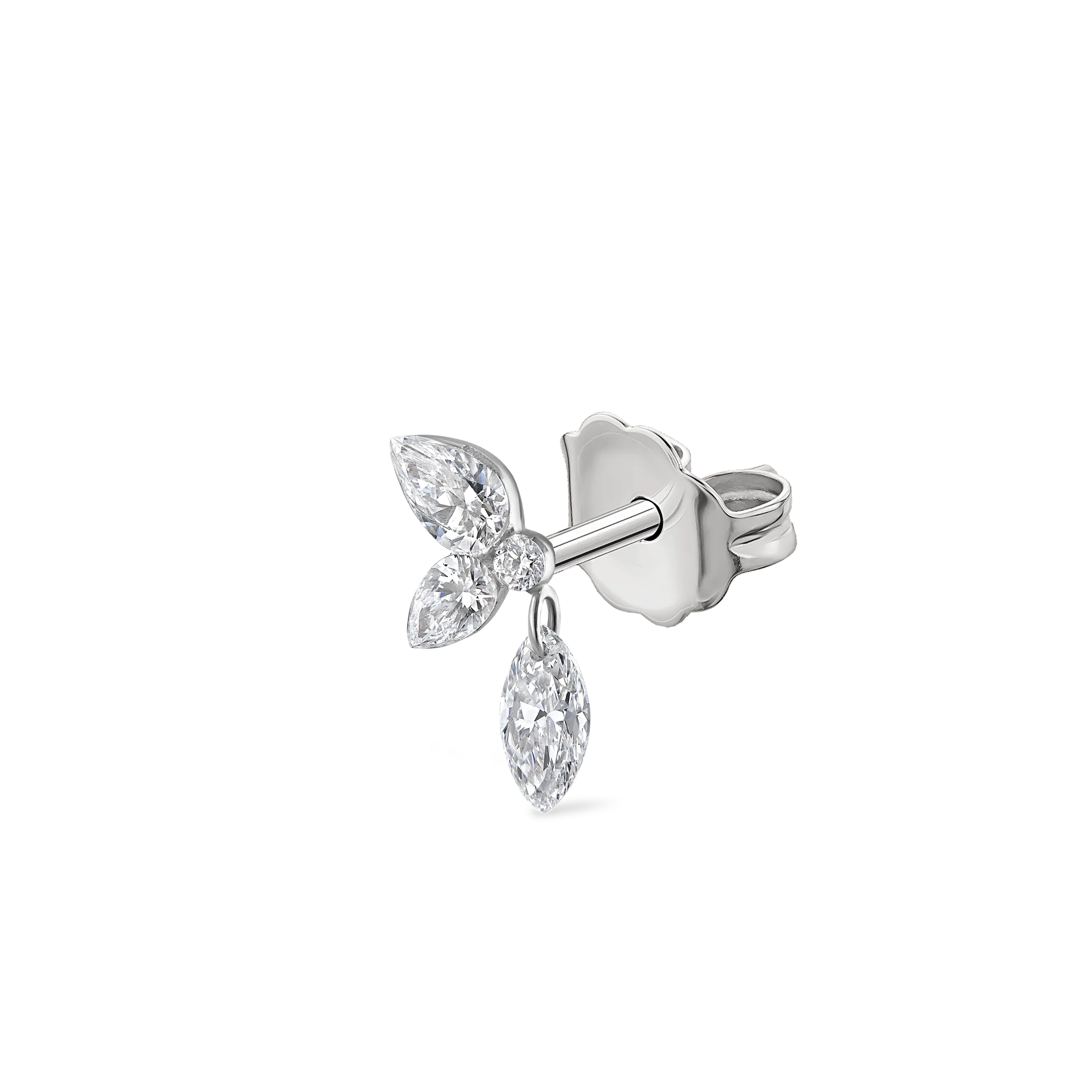 Marquise Pear Diamond Echo Stud Earring - Image 14