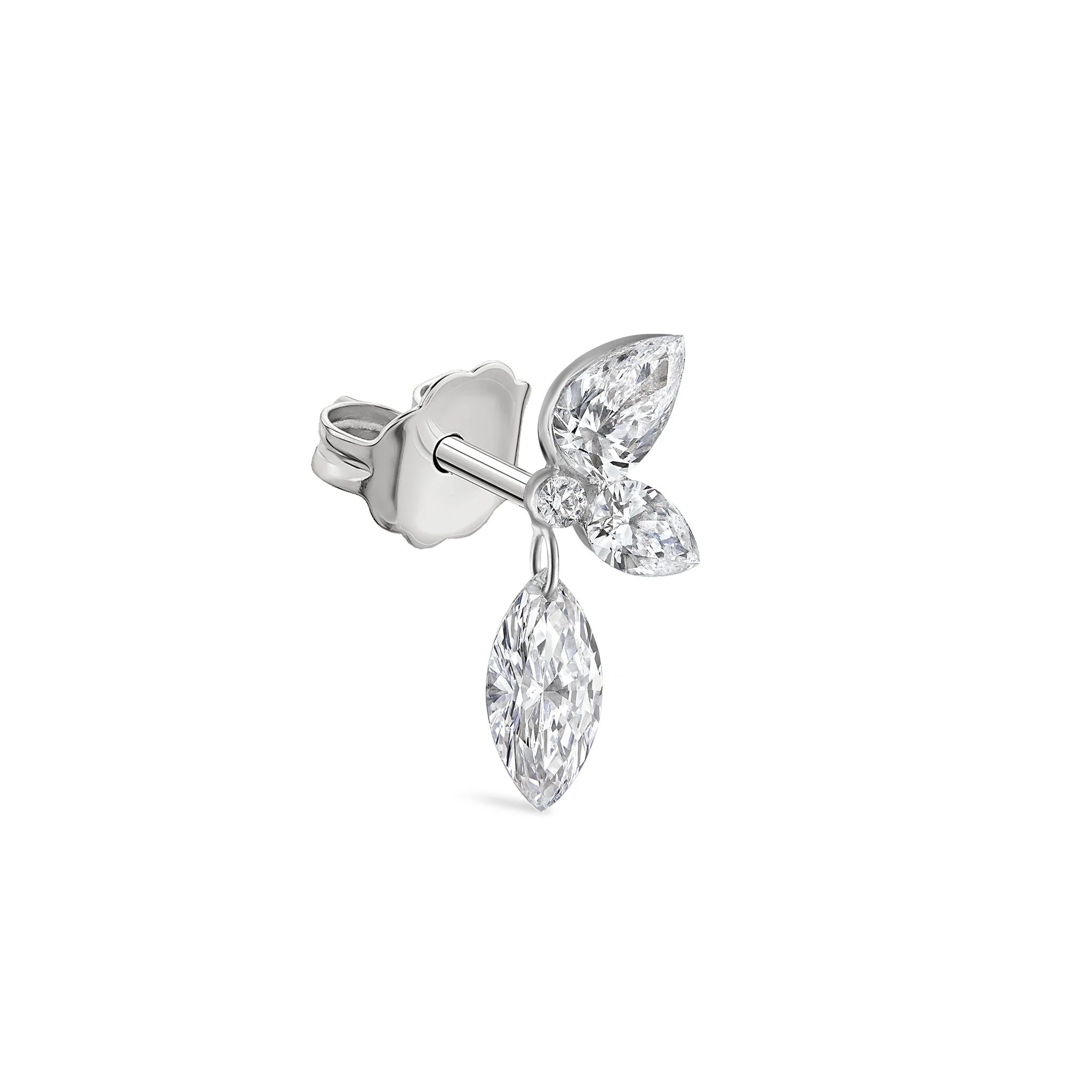 Marquise Pear Diamond Echo Stud Earring - Image 15
