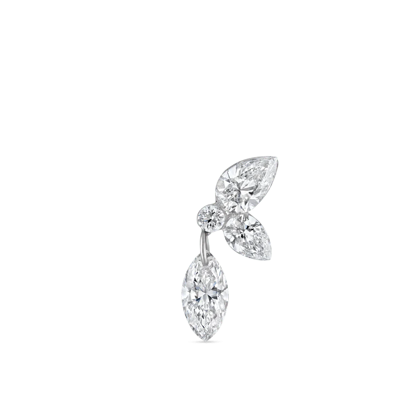 Marquise Pear Diamond Echo Stud Earring - Image 3