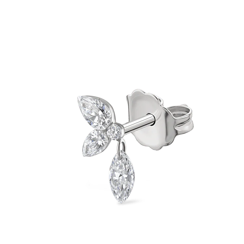 Marquise Pear Diamond Echo Stud Earring - Image 4