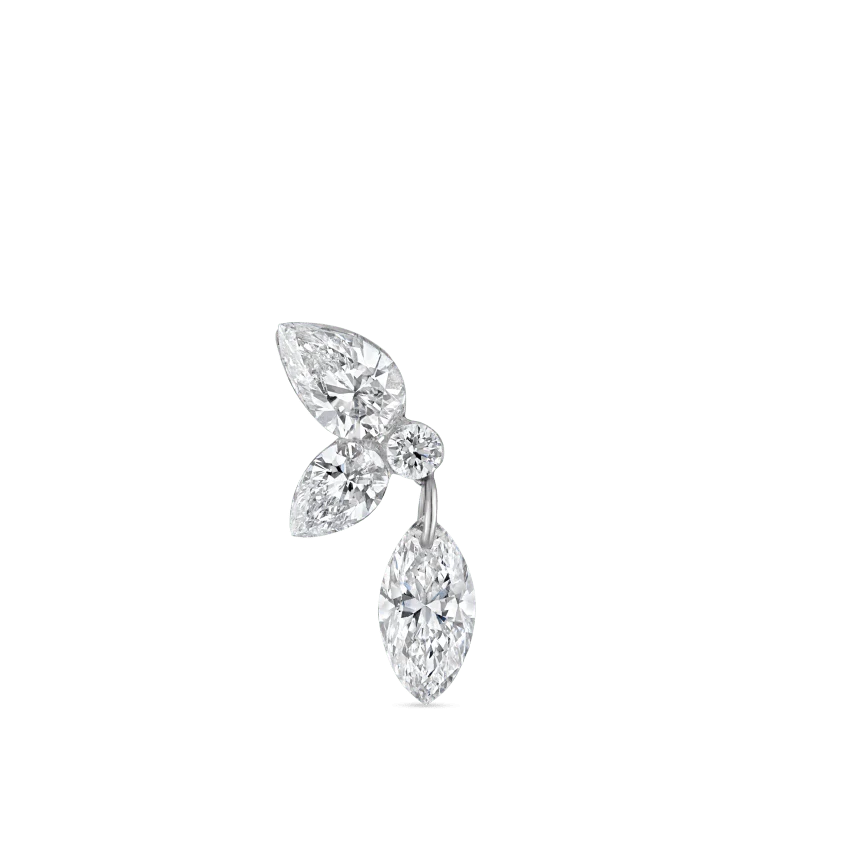 Marquise Pear Diamond Echo Stud Earring - Image 5