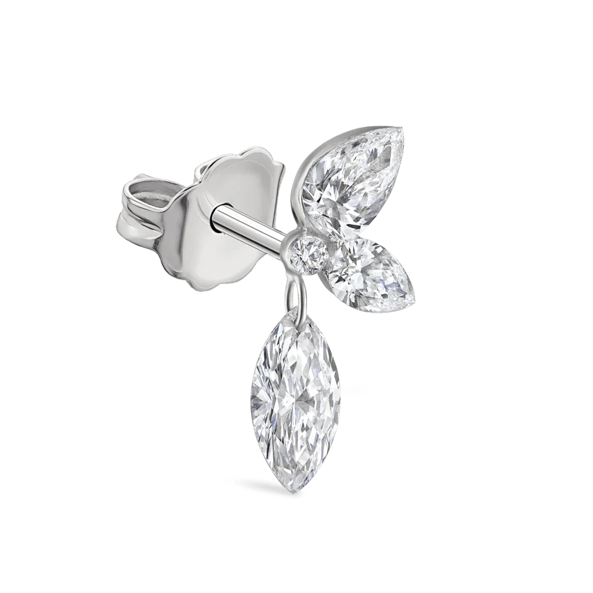 Marquise Pear Diamond Echo Stud Earring - Image 6