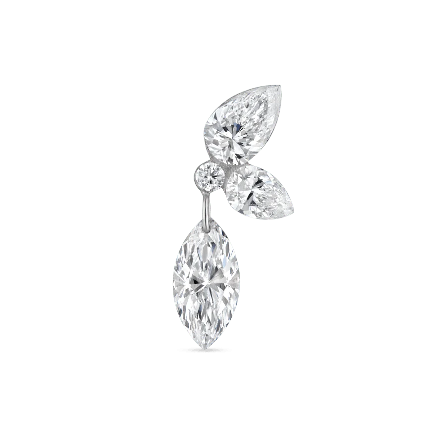 Marquise Pear Diamond Echo Stud Earring - Image 7