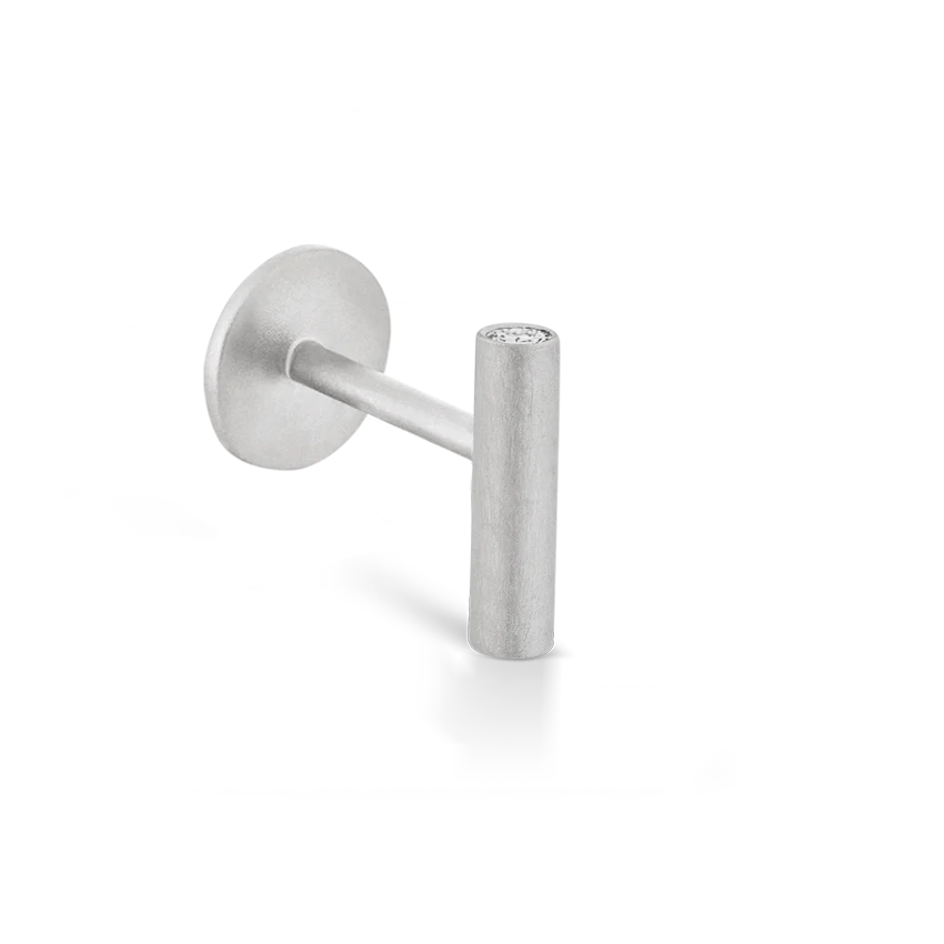 Matte Round Bar with Diamond Ends Threaded Stud Earring - Image 3