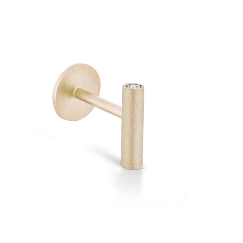 Matte Round Bar with Diamond Ends Threaded Stud Earring - Image 5