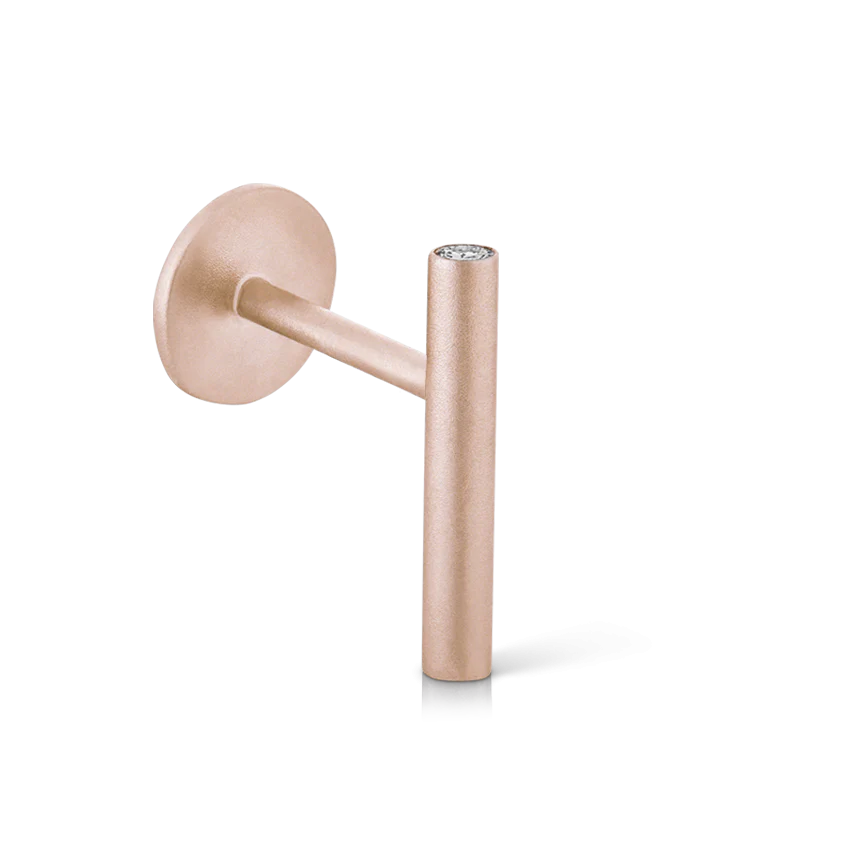 Matte Round Bar with Diamond Ends Threaded Stud Earring - Image 6