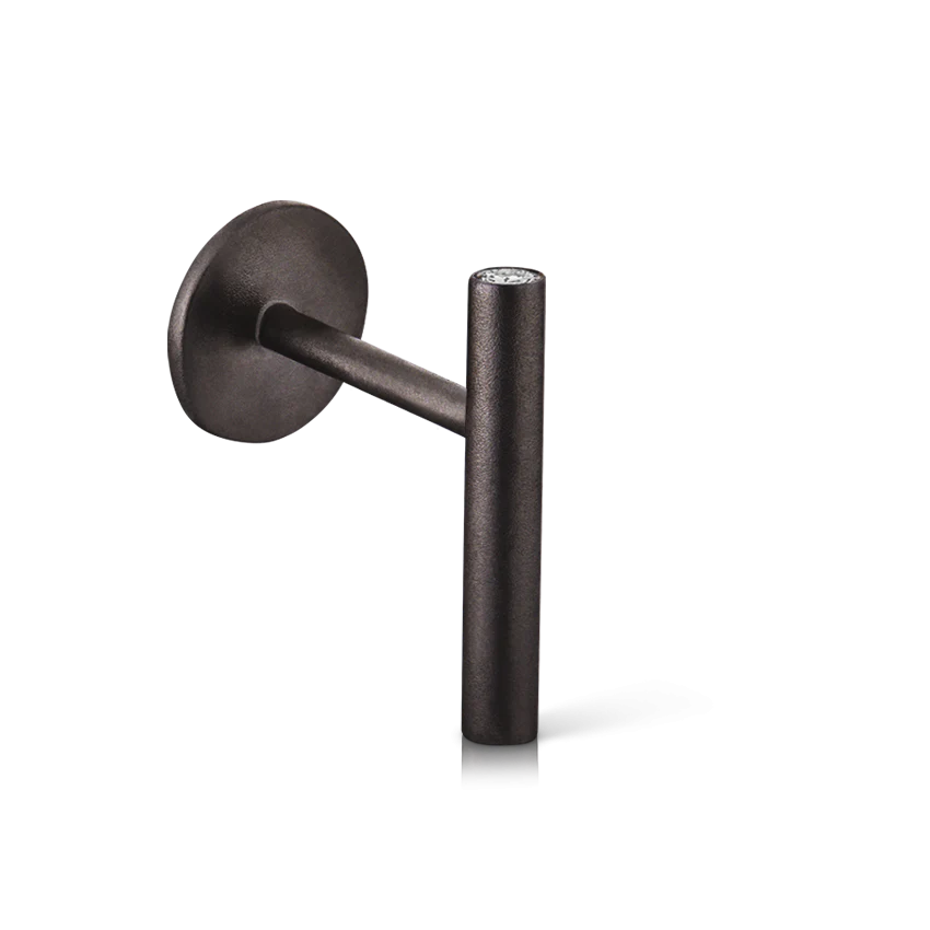 Matte Round Bar with Diamond Ends Threaded Stud Earring - Image 8