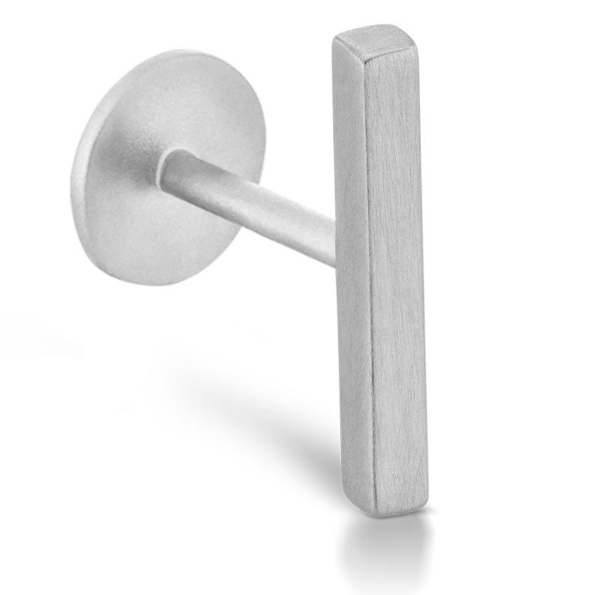 Matte Square Bar Threaded Stud Earring With Titanium Backing - Image 2