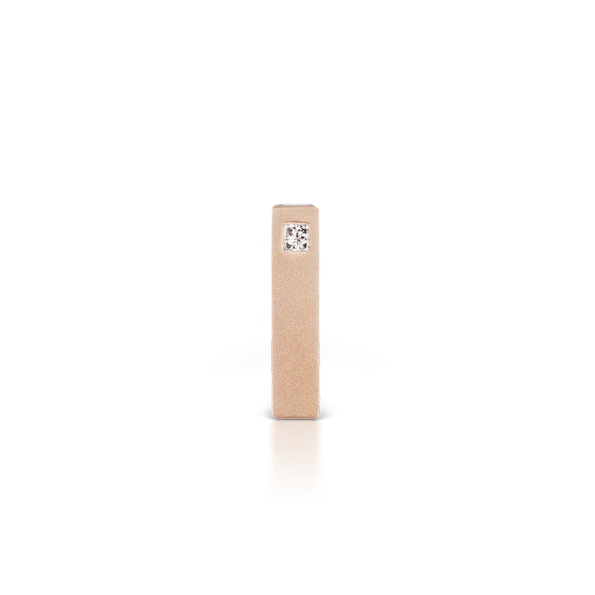 Matte Square Three Diamond End Bar Stud Earring - Image 13