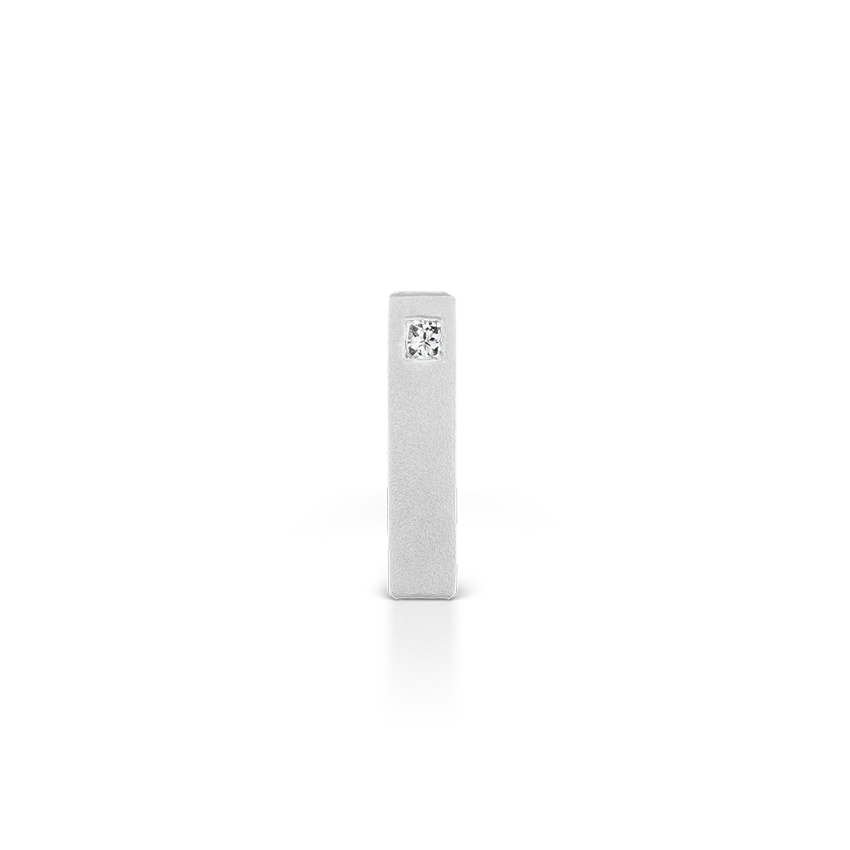 Matte Square Three Diamond End Bar Stud Earring - Image 6