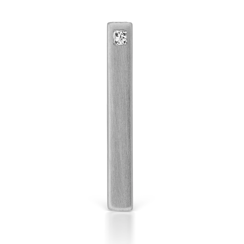 Matte Square Three Diamond End Bar Threaded Stud Earring With Titanium Backing - Image 3