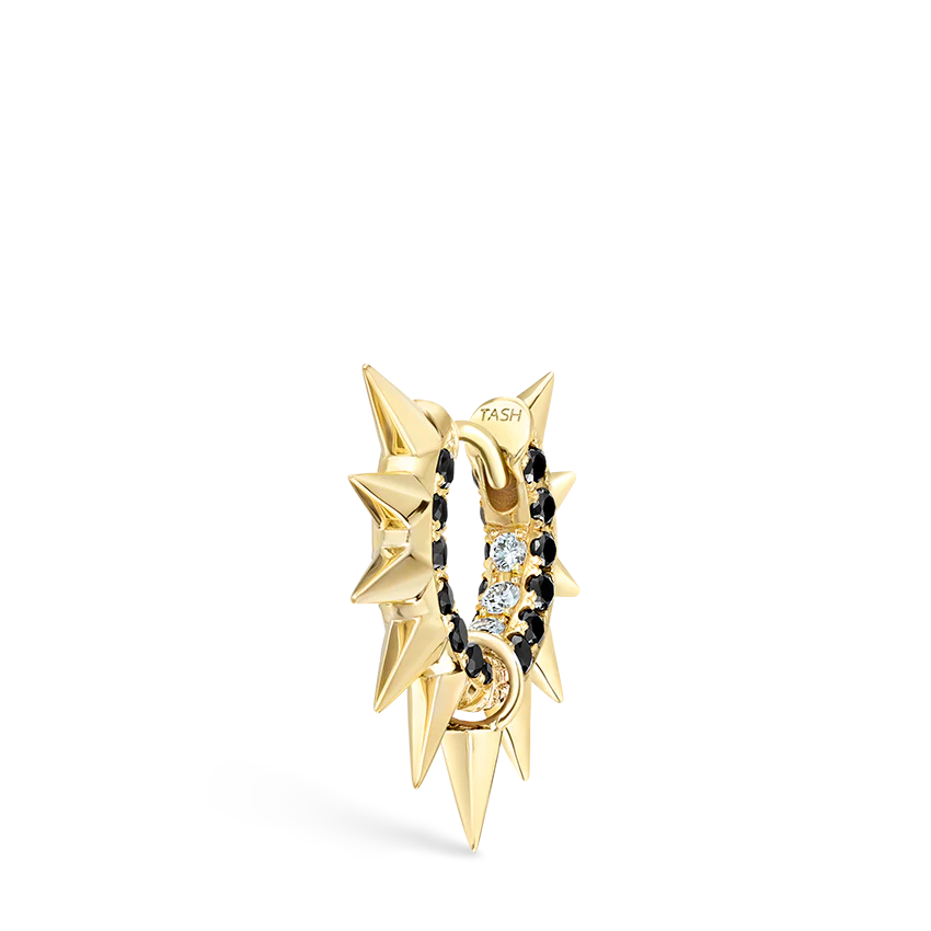 Metal Mohawk with Black and White Diamond Pavé Hoop Earring - Image 26