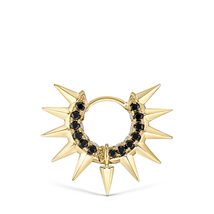 Metal Mohawk with Black and White Diamond Pavé Hoop Earring - Image 27
