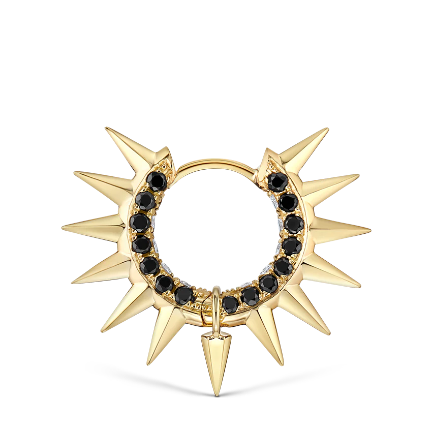 Metal Mohawk with Black and White Diamond Pavé Hoop Earring - Image 31