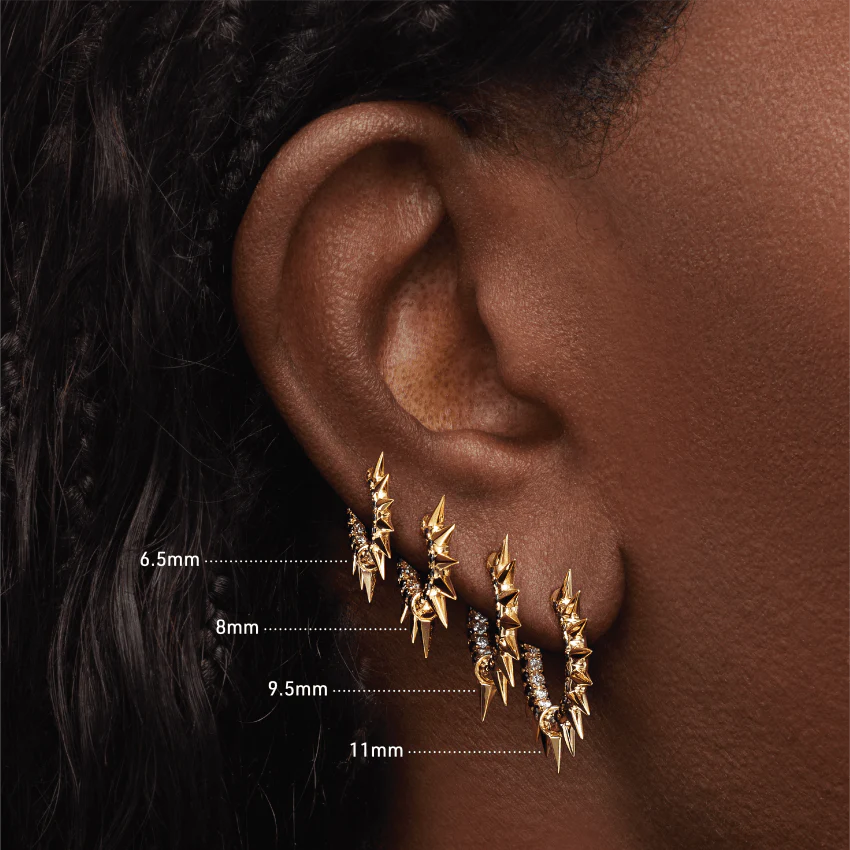 Metal Mohawk with Black and White Diamond Pavé Hoop Earring - Image 41