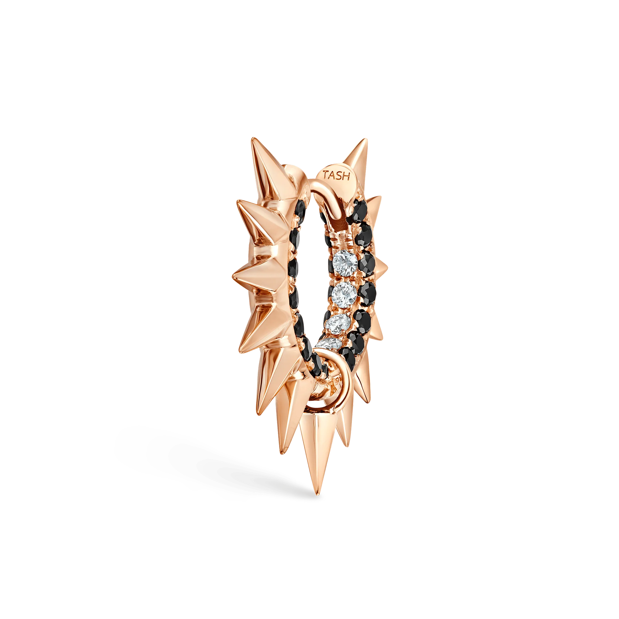 Metal Mohawk with Black and White Diamond Pavé Hoop Earring - Image 77