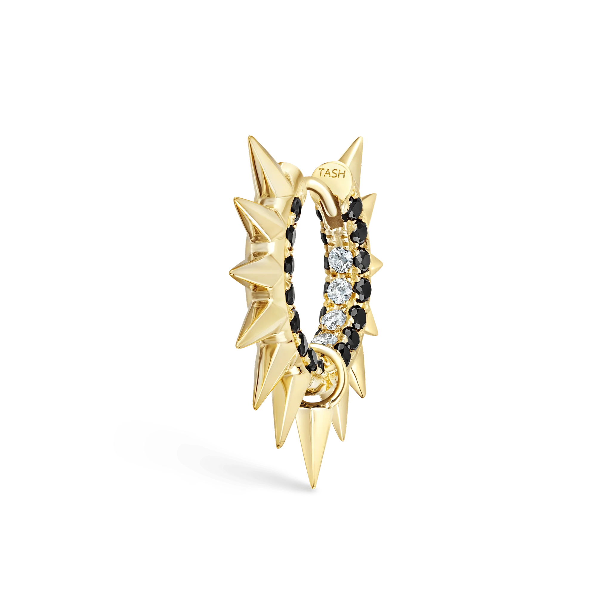 Metal Mohawk with Black and White Diamond Pavé Hoop Earring - Image 79