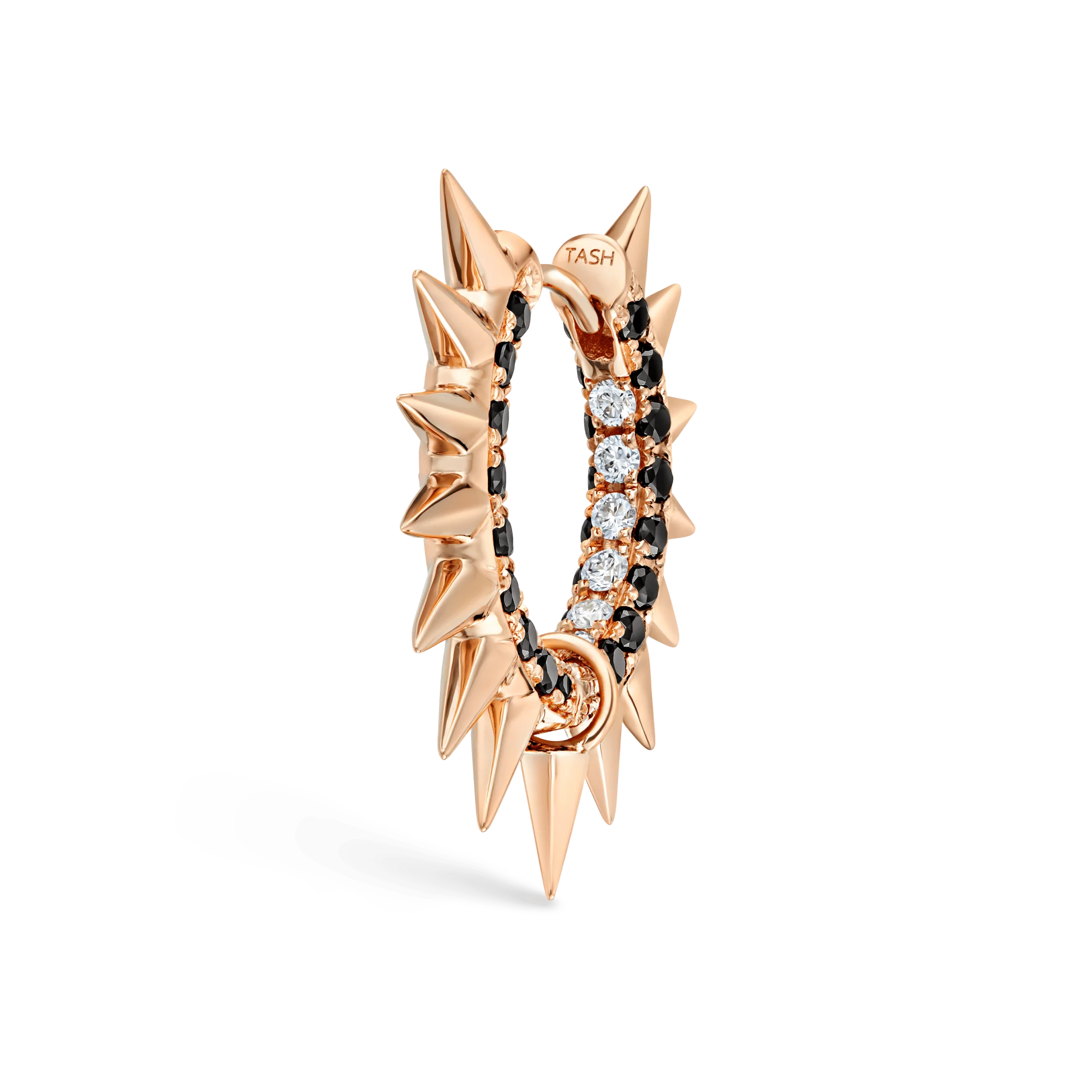 Metal Mohawk with Black and White Diamond Pavé Hoop Earring - Image 80