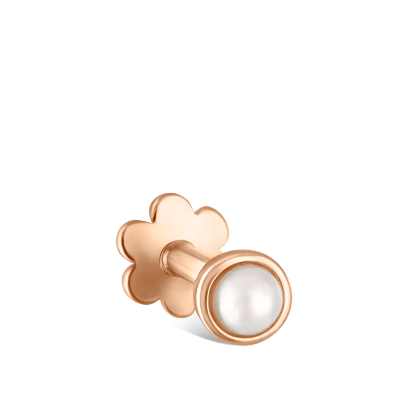 Natural Pearl Threaded Stud Earring With Titanium Backing - Image 12
