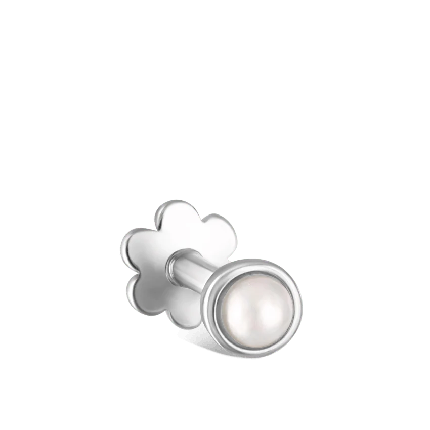 Natural Pearl Threaded Stud Earring With Titanium Backing - Image 2
