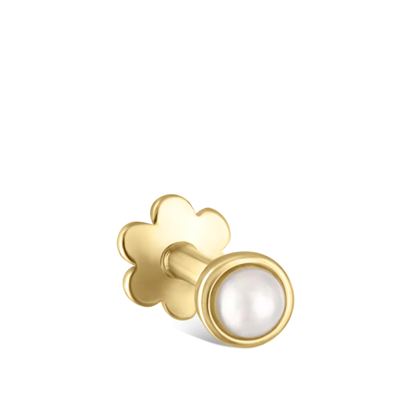 Natural Pearl Threaded Stud Earring With Titanium Backing - Image 7