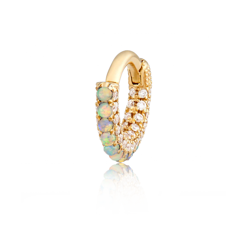 Opal and Diamond Pavé Hoop Earring (Bottom Hinge) - Image 13